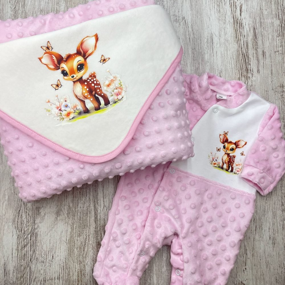 Manta + Babygrow Pipoca Bambi