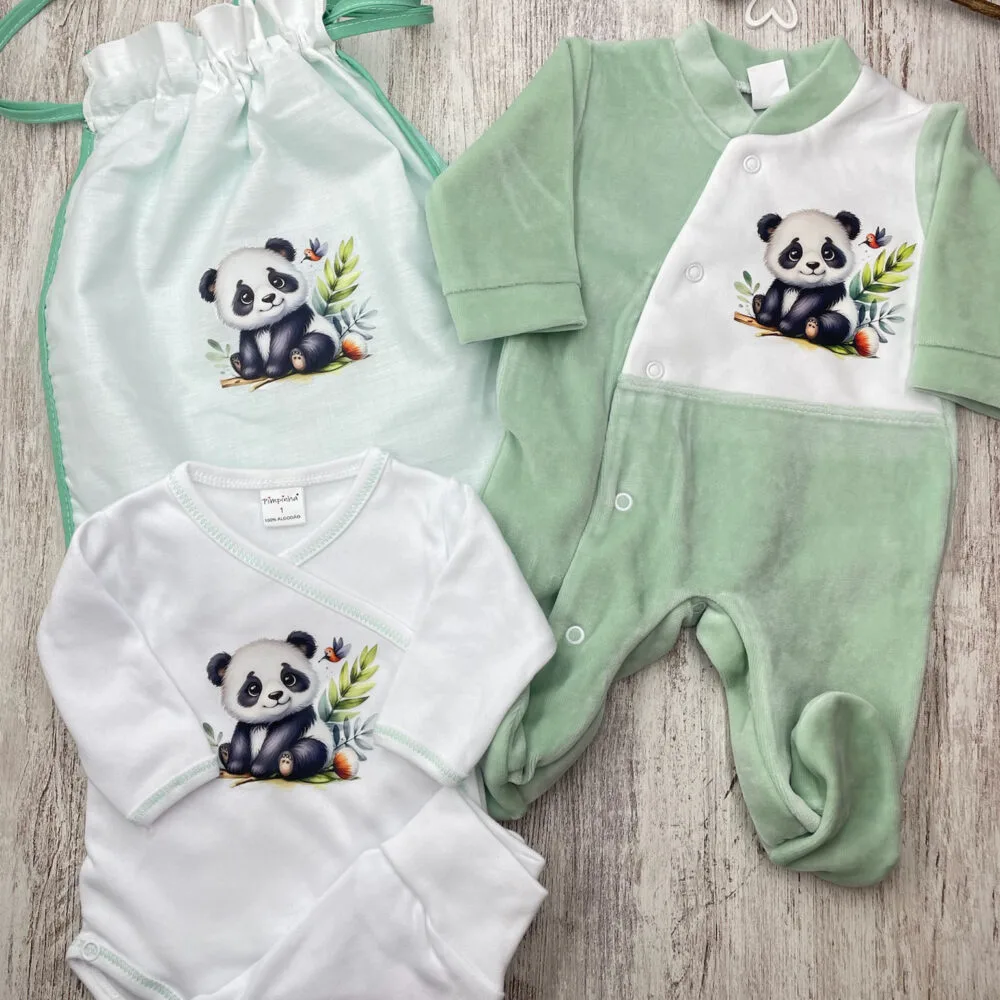 Conjunto de Primeira Roupa Panda