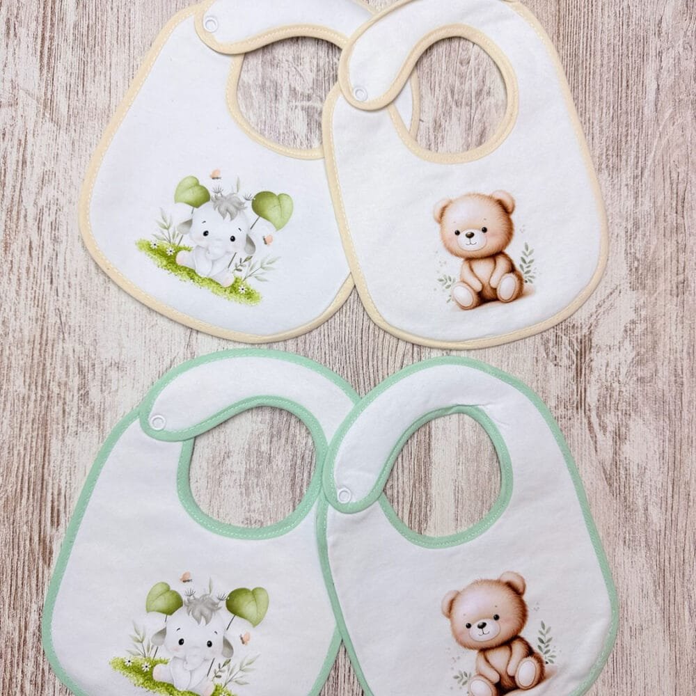 Pack 4 Babete Impermeável Elefante e Urso