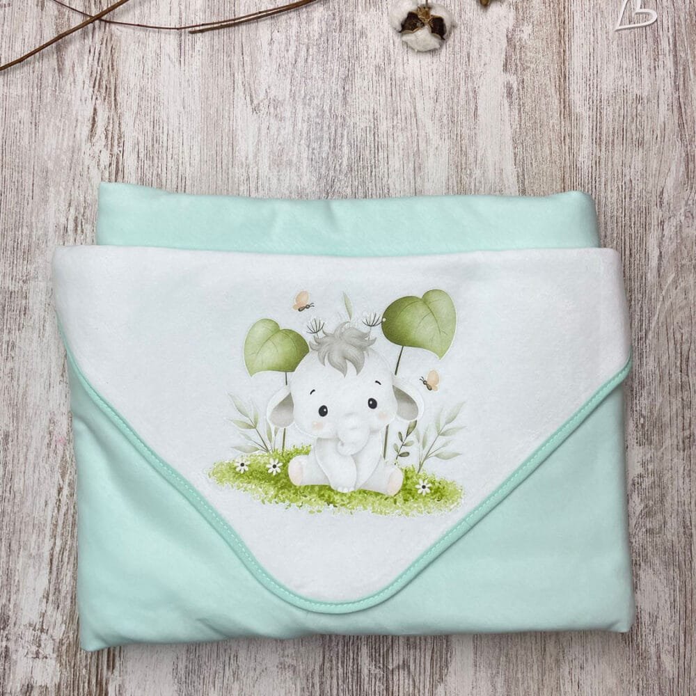 Manta Algodão Elefante Verde