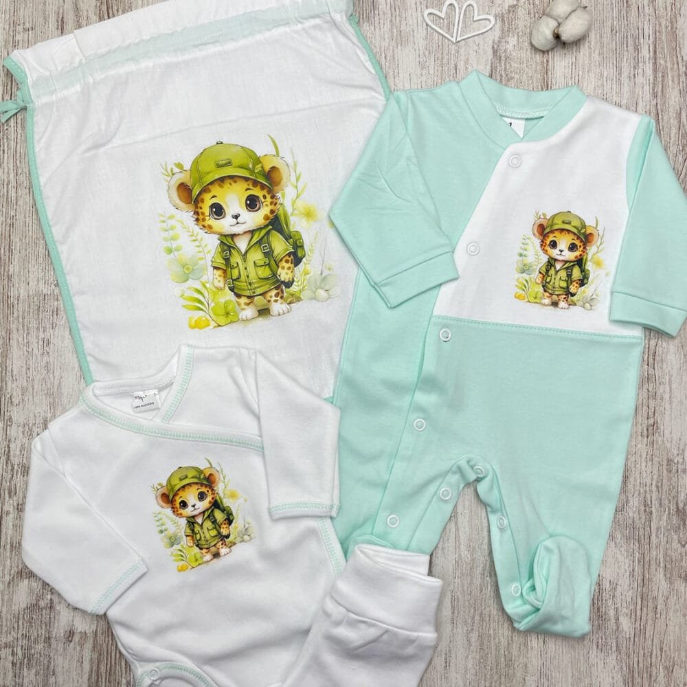 Conjunto de Primeira Roupa Leopardo Verde