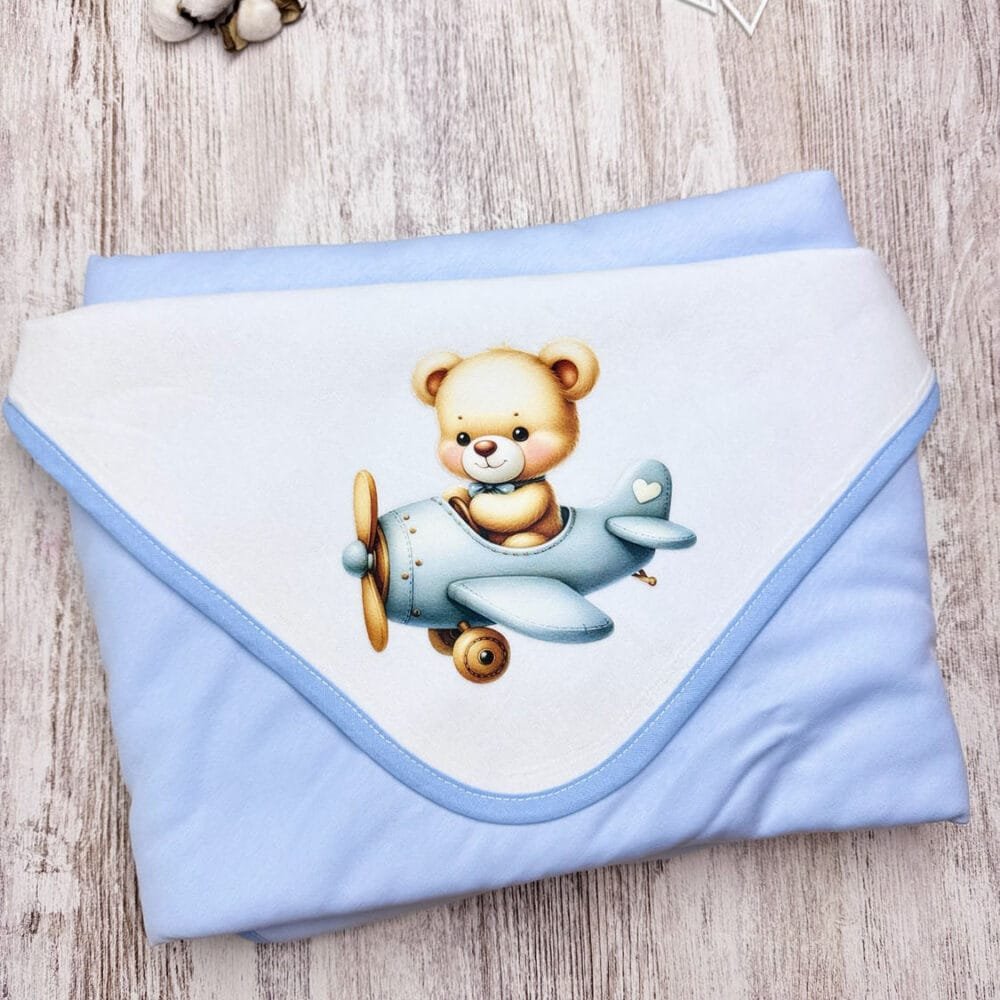Manta Algodão Urso Avião