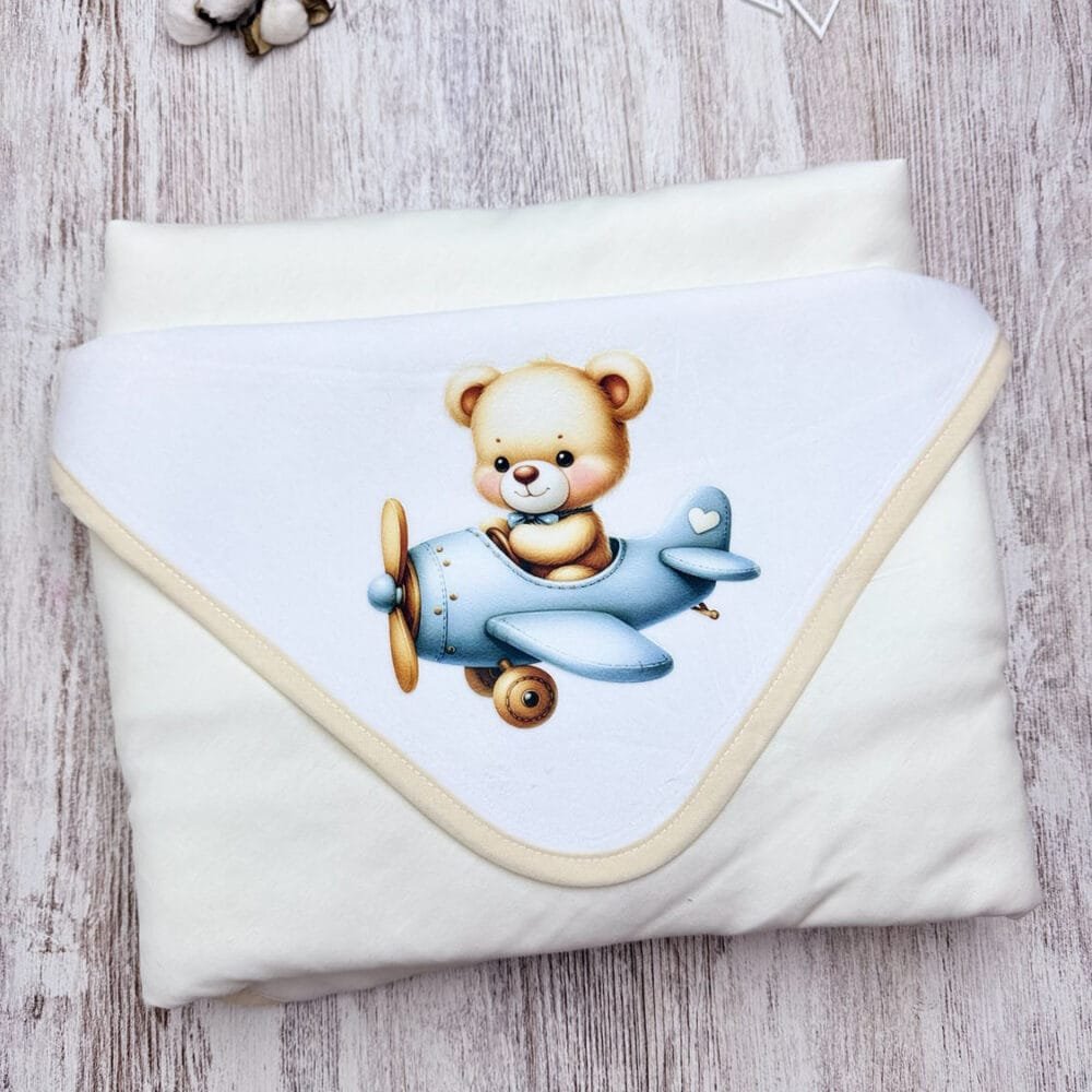 Manta Algodão Urso Avião