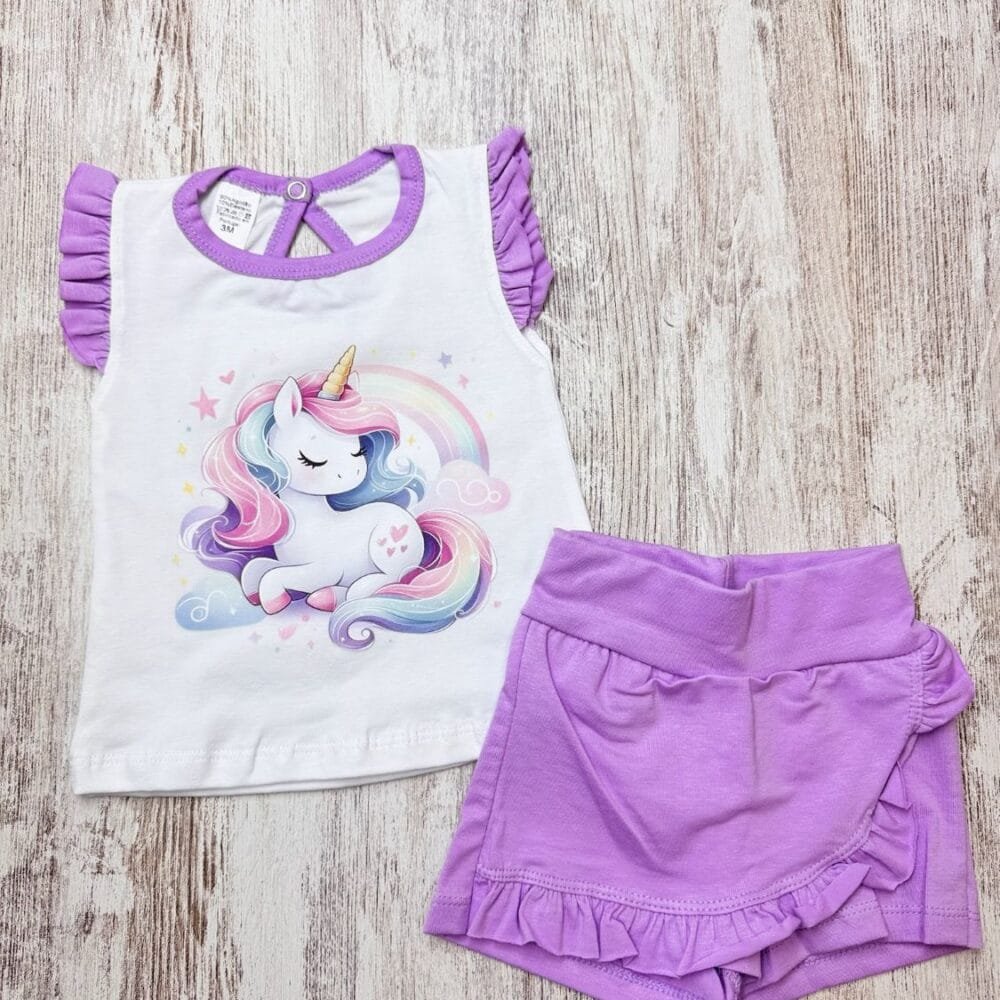Conjunto Saia/Calção Unicórnio